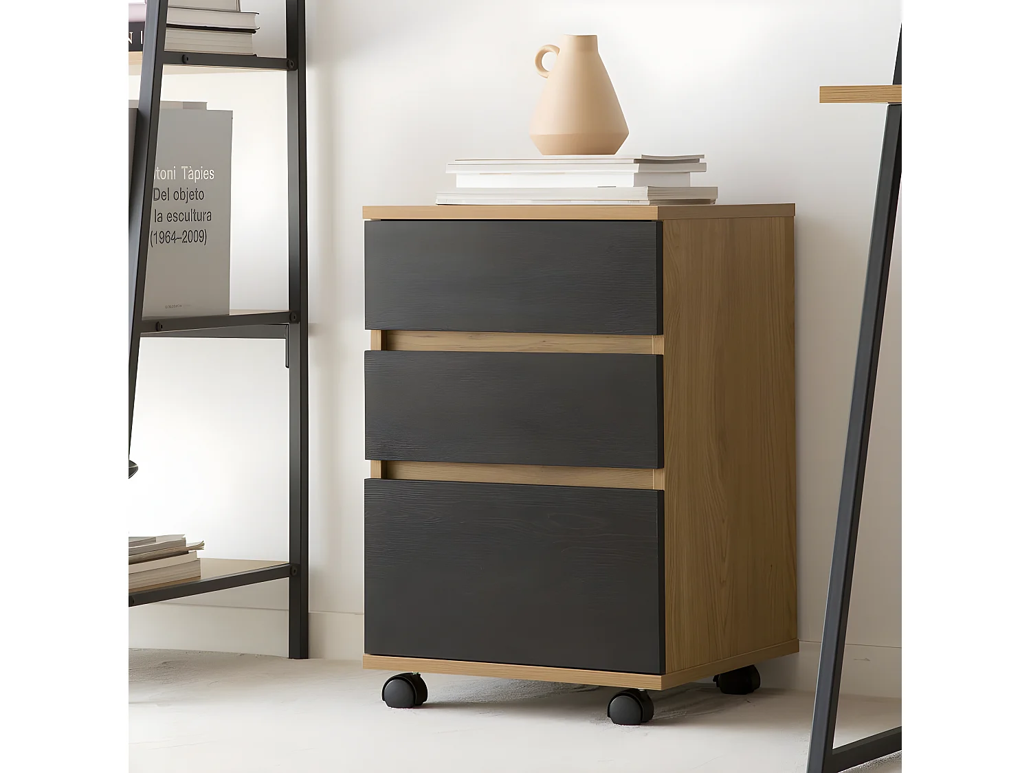 Meuble d'appoint effet bois chêne marron 40x62