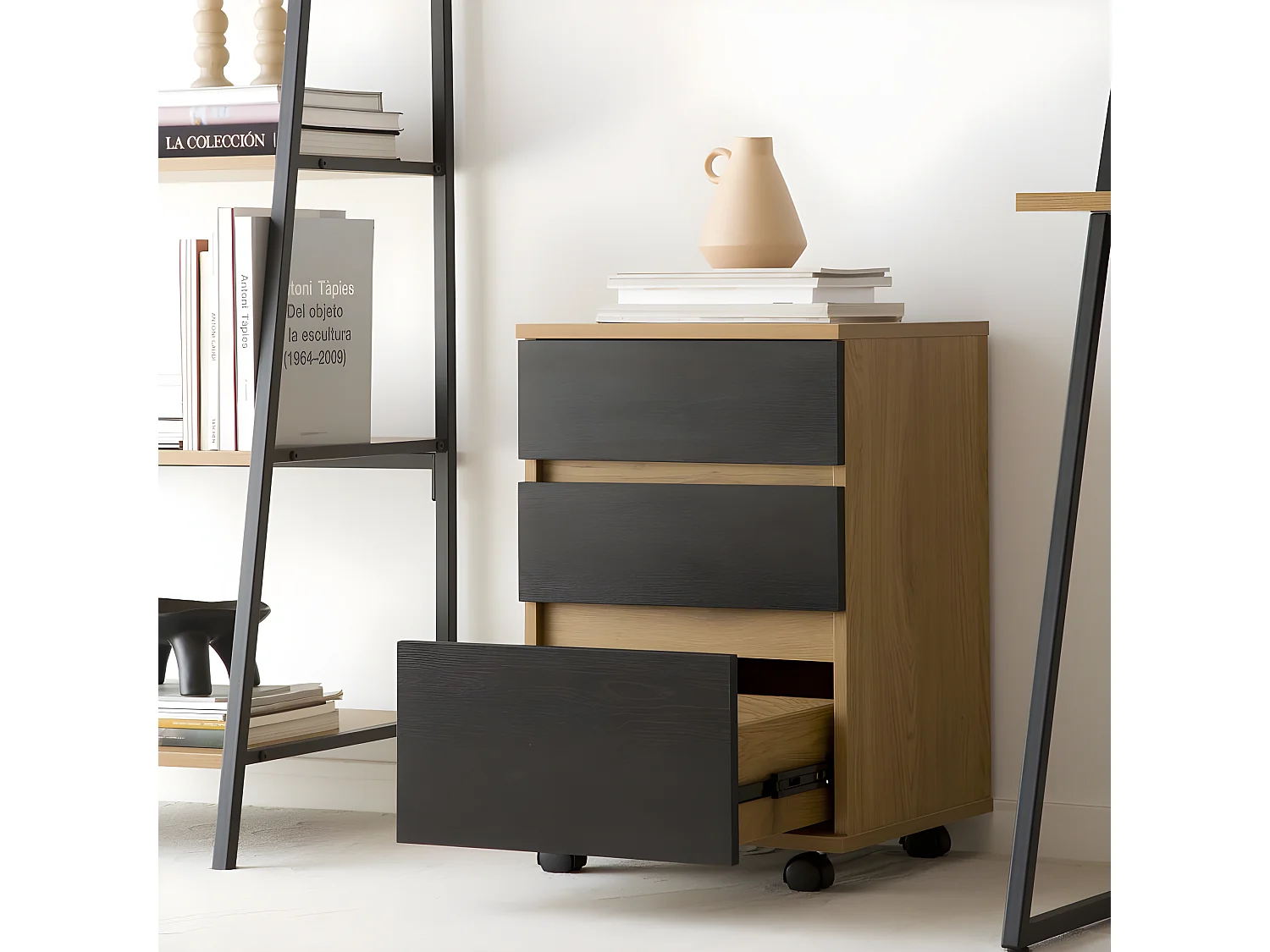 Meuble d'appoint effet bois chêne marron 40x62