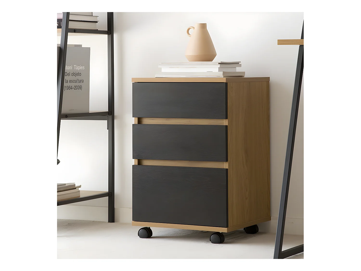 Meuble d'appoint effet bois chêne marron 40x62