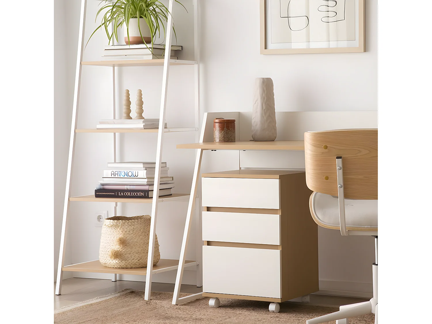 Caisson 3 tiroirs pour étagère effet bois chêne marron 40x62