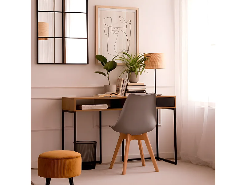 Scrivania pannello laminato tecnico Rovere selvatico/nero 50x78