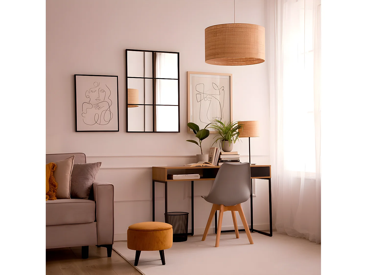 Scrivania pannello laminato tecnico Rovere selvatico/nero 50x78