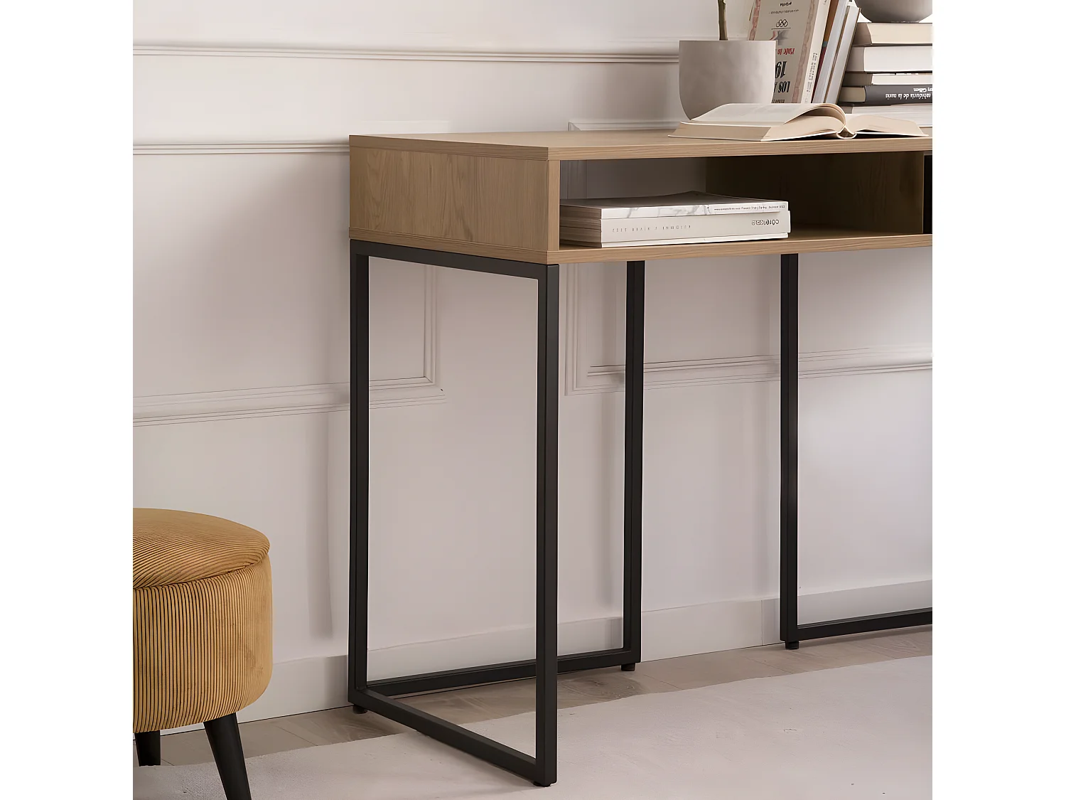 Scrivania pannello laminato tecnico Rovere selvatico/nero 50x78