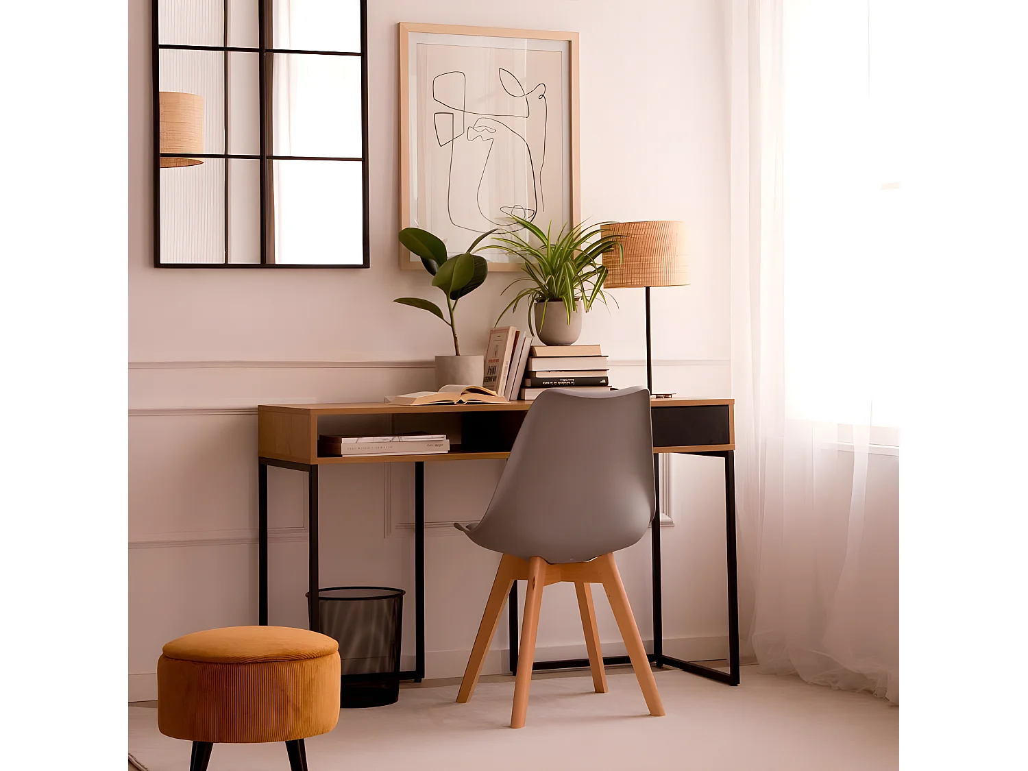 Bureau effet bois chêne marron 120x78