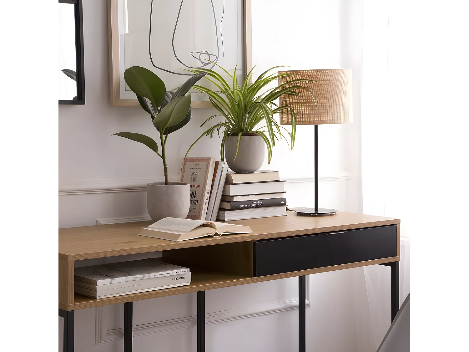 Bureau effet bois chêne marron 120x78