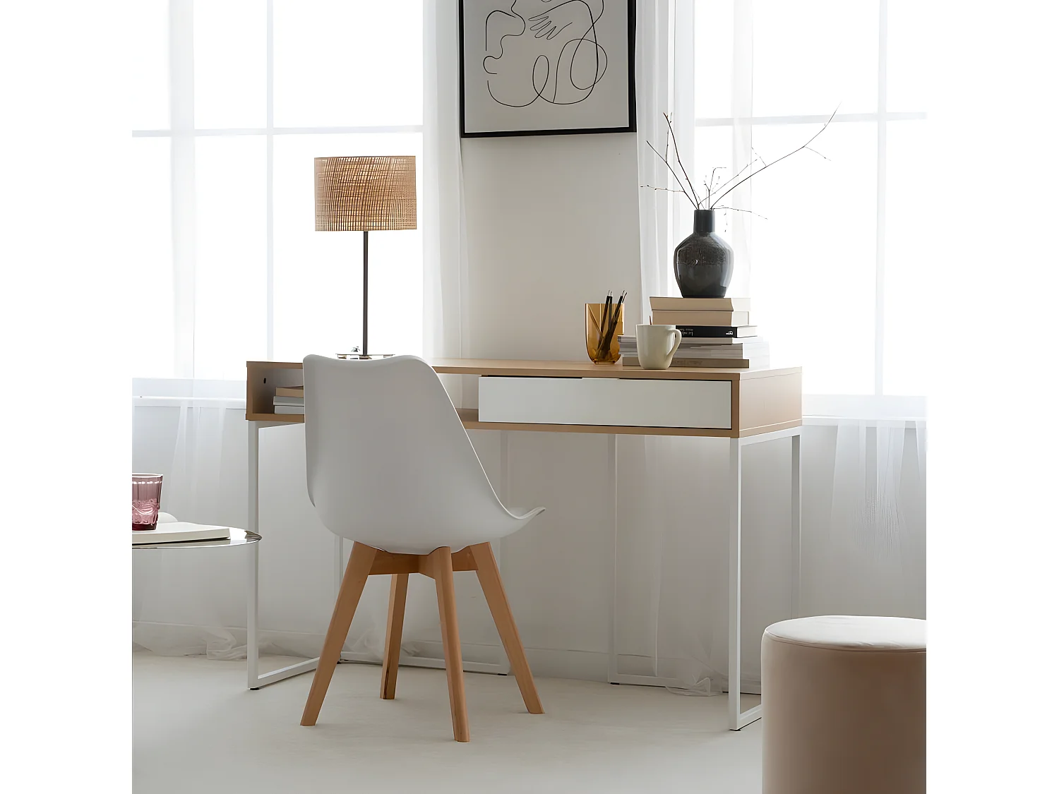 Scrivania pannello laminato tecnico bianco 50x78