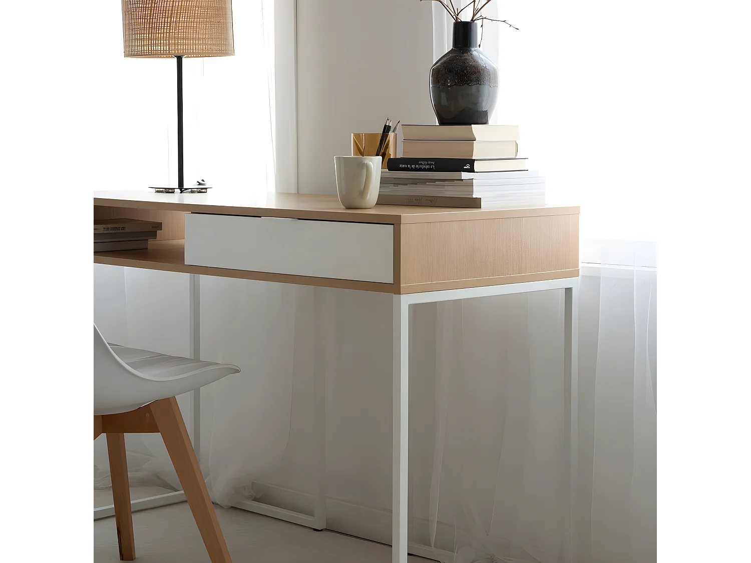 Scrivania pannello laminato tecnico bianco 50x78