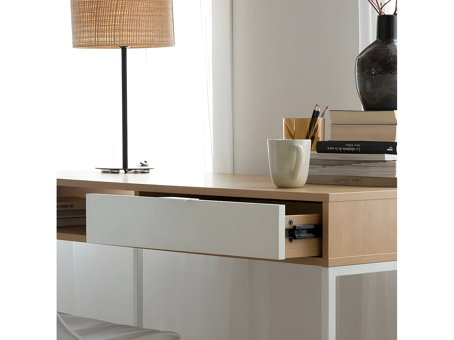 Scrivania pannello laminato tecnico bianco 50x78