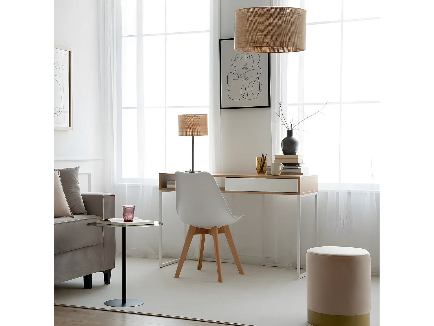 Scrivania pannello laminato tecnico bianco 50x78