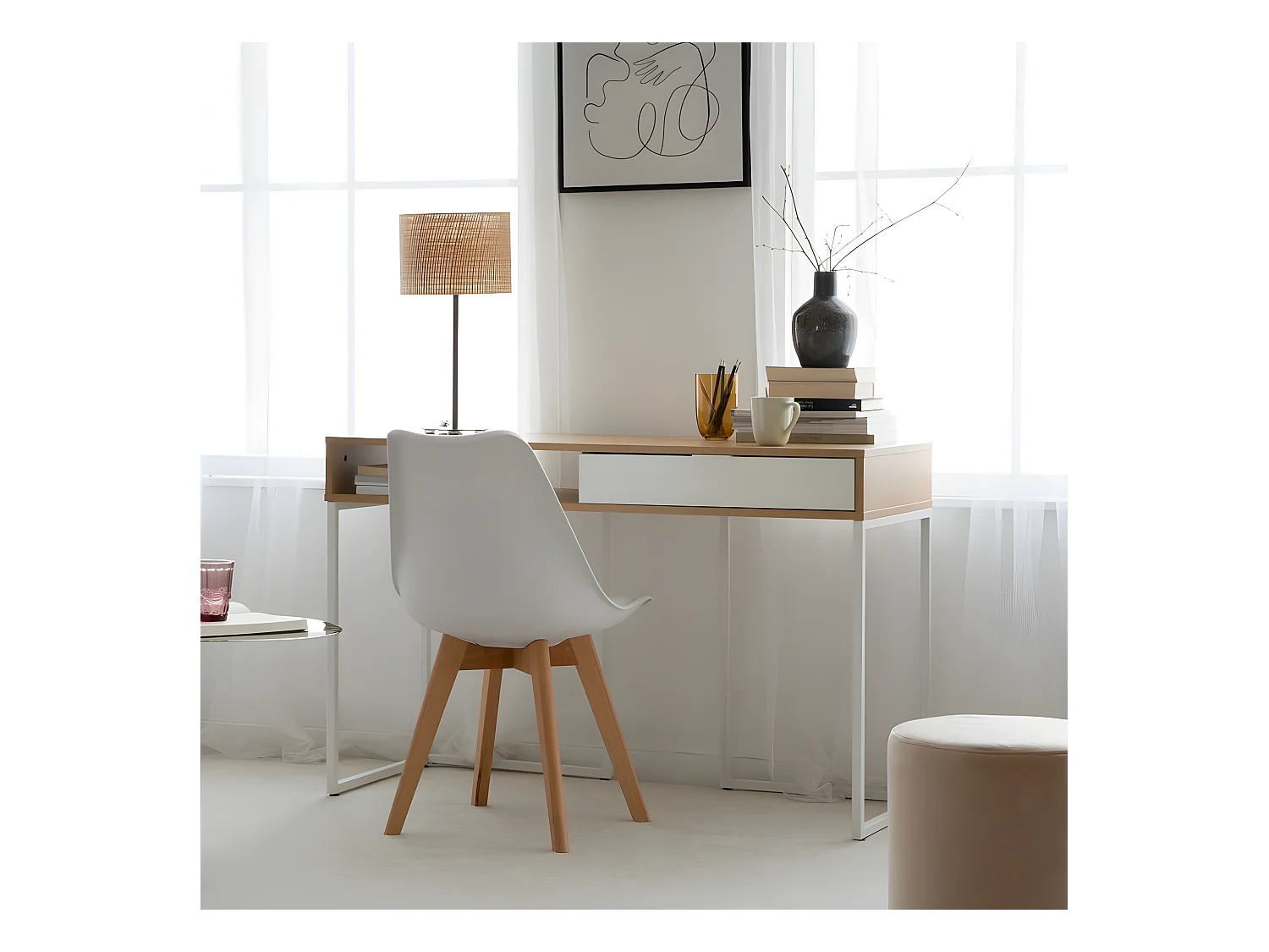 Bureau effet bois chêne marron 120x78