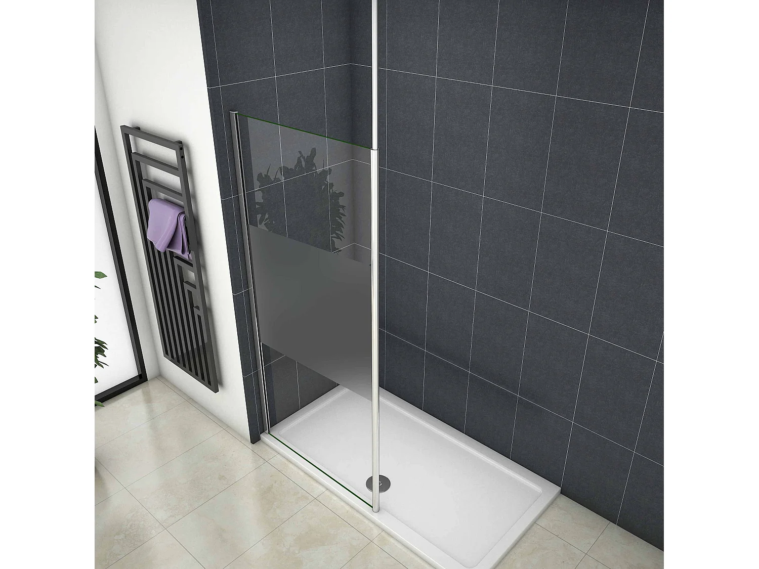 140x200cm Walk in Dusche Duschwand 8mm ESG Sicherheitsglas Duschkabine  mit 2030-3200mm Deckenhalter Höhe 200cm