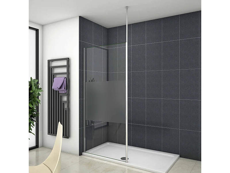 140x200cm Walk in Dusche Duschwand 8mm ESG Sicherheitsglas Duschkabine  mit 2030-3200mm Deckenhalter Höhe 200cm