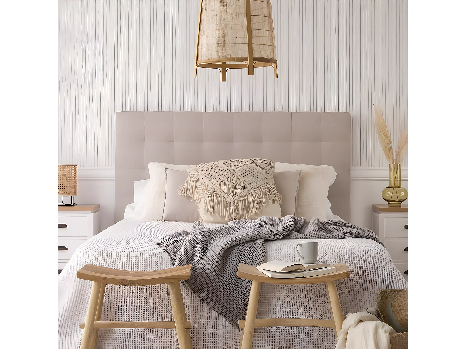 Tête de lit tapissée textile Beige 165x120