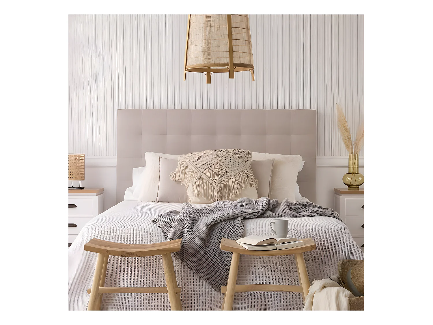 Tête de lit tapissée textile Beige 165x120