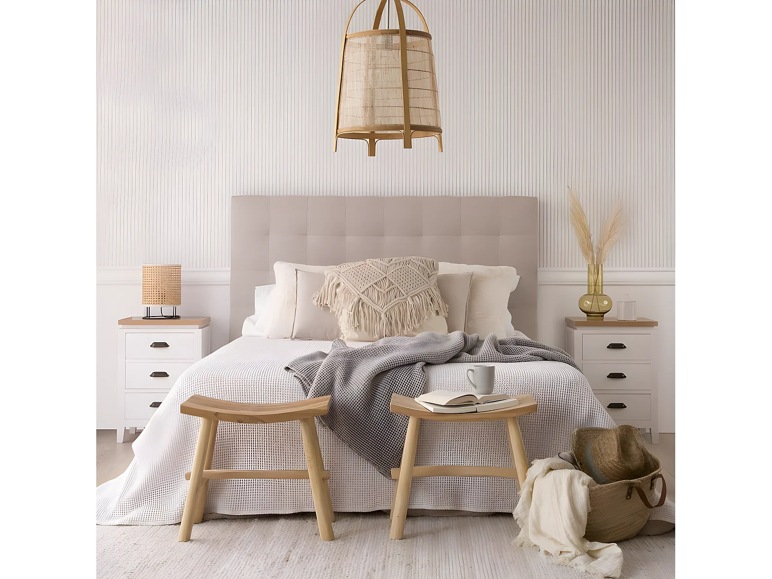 Tête de lit tapissée textile Beige 165x120