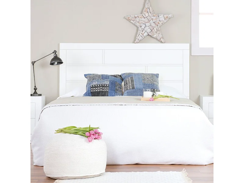 Testiera legno massello e pannello in mdf bianco 4x120