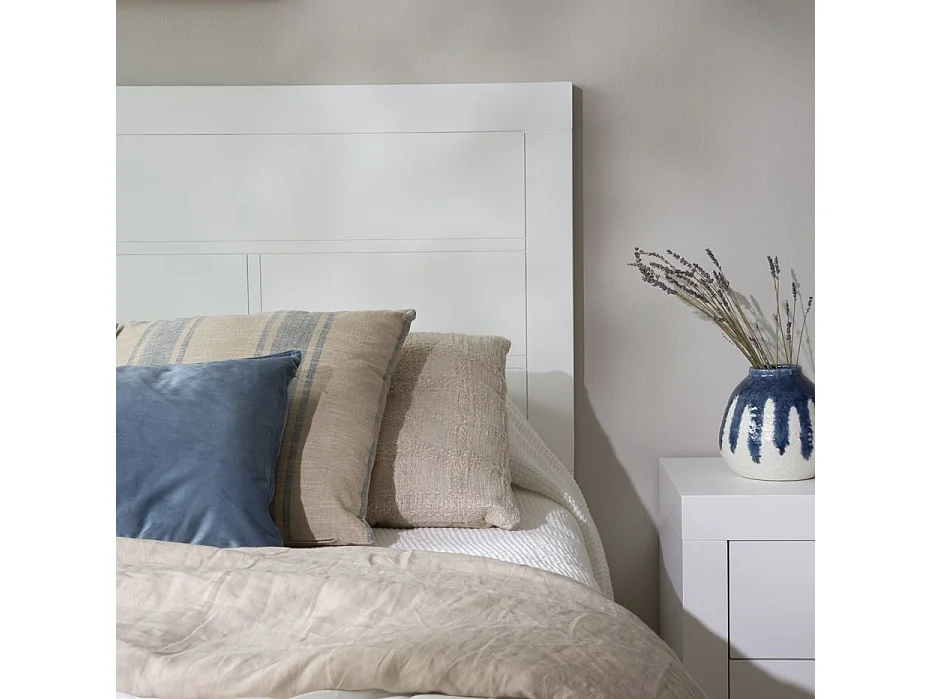 Testiera legno massello e pannello in mdf bianco 4x120