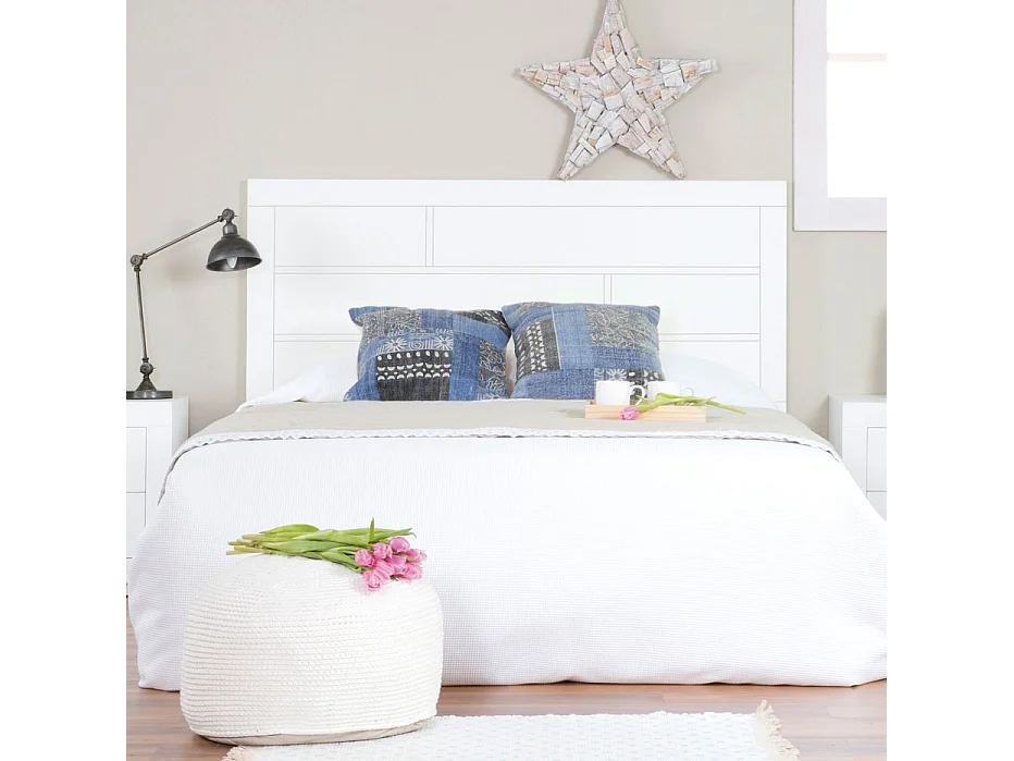 Tête de lit en bois massif blanc 162x120