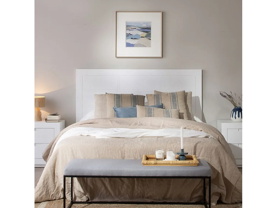 Tête de lit en bois massif blanc 162x120