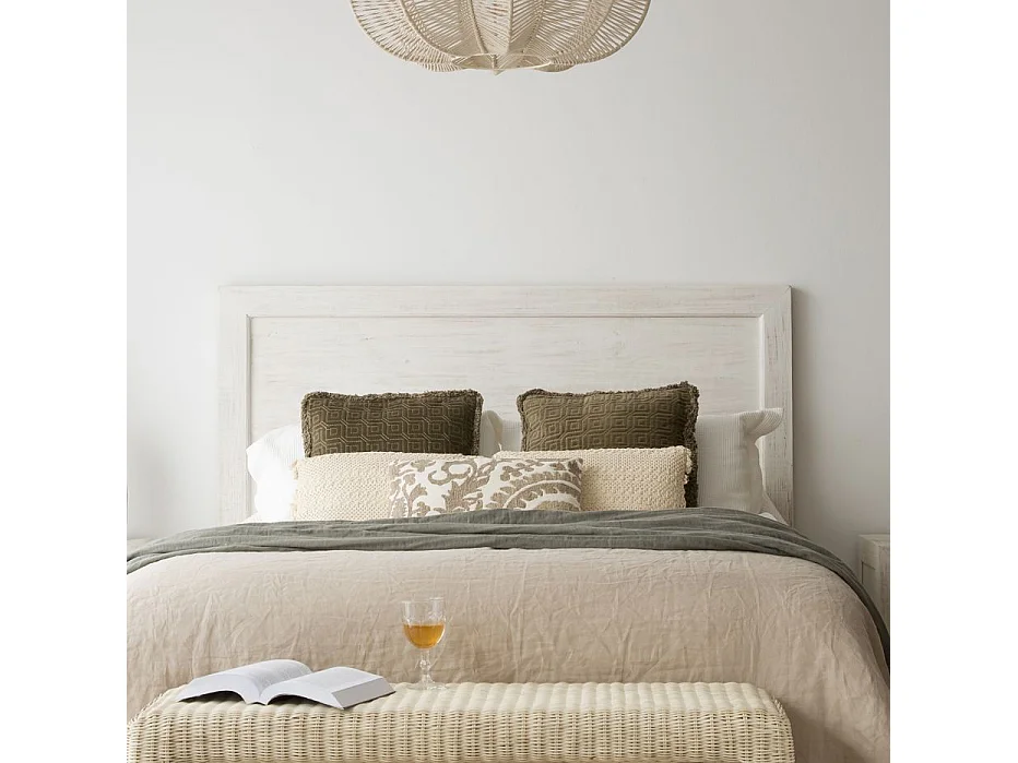 Tête de lit en bois massif blanc 162x130