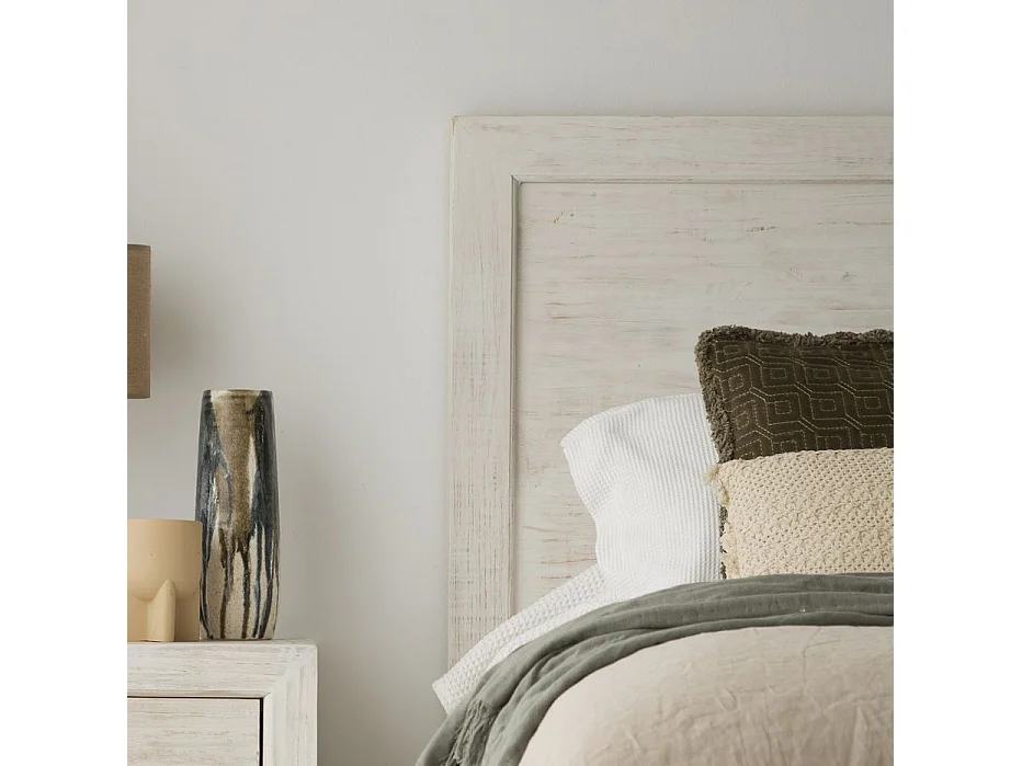 Tête de lit en bois massif blanc 162x130