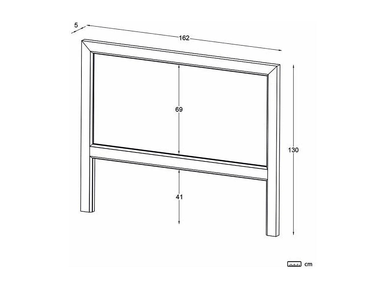 Tête de lit en bois massif blanc 162x130