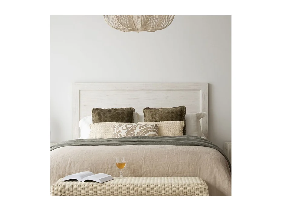 Tête de lit en bois massif blanc 162x130