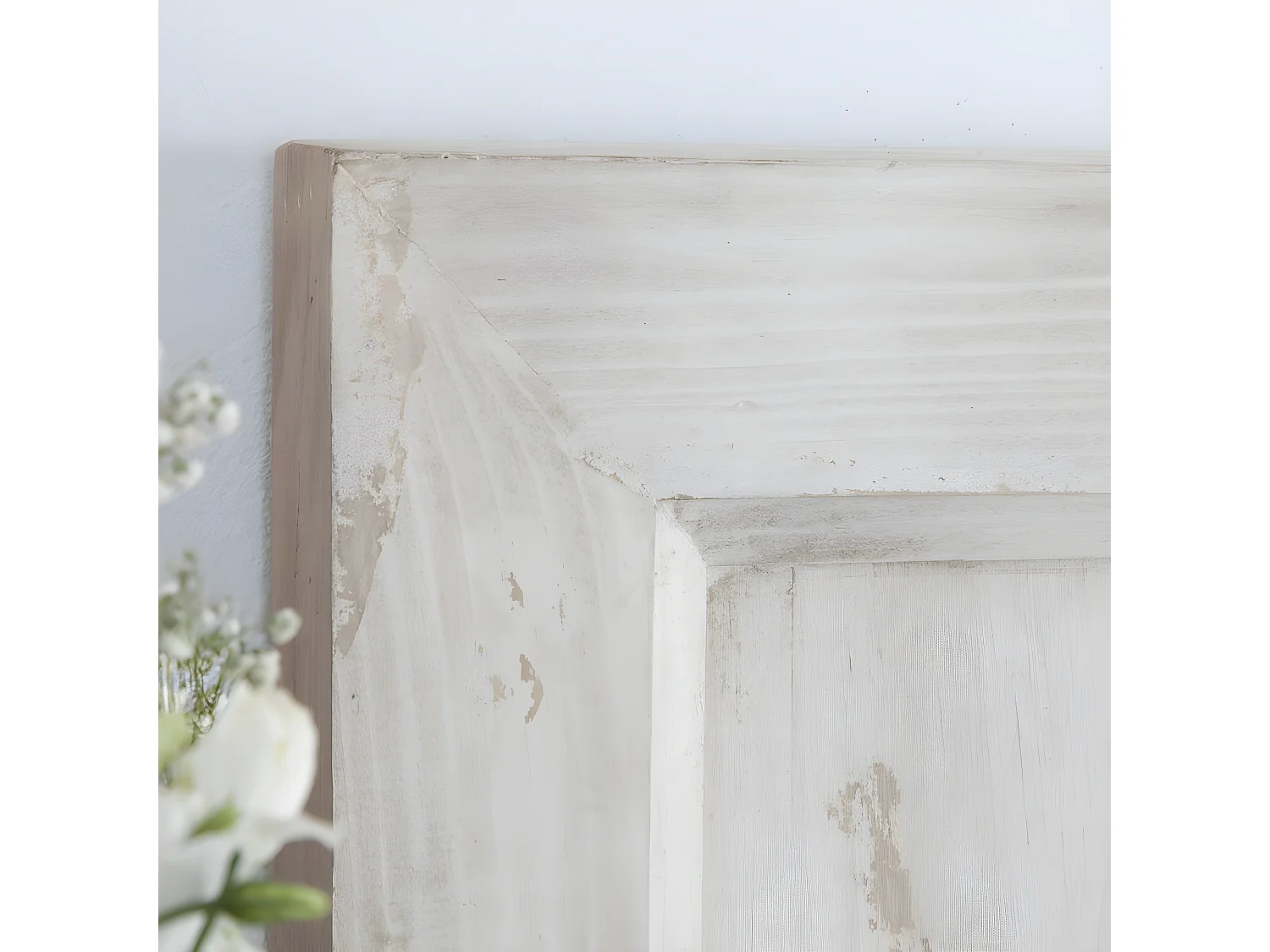 Tête de lit en bois massif blanc 162x90