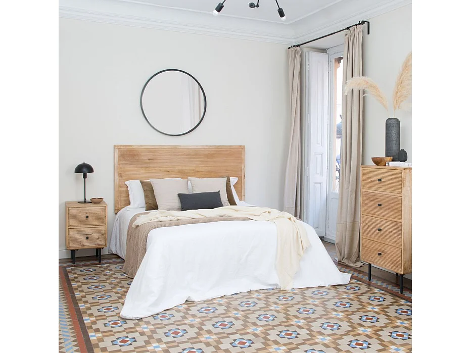 Tête de lit en bois massif naturel 162x78