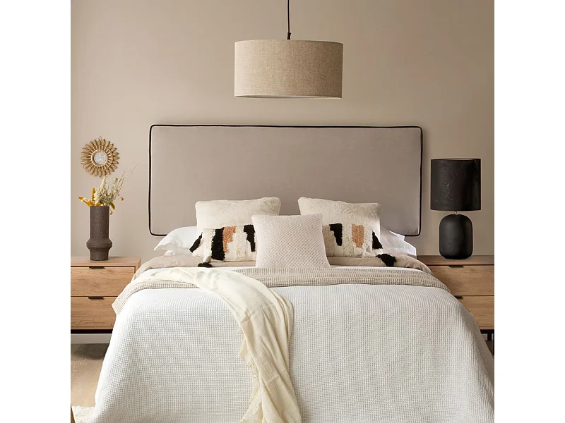 Testiera imbottita legno/tabella di particelle / schiuma pu/ tessile Beige 4x60