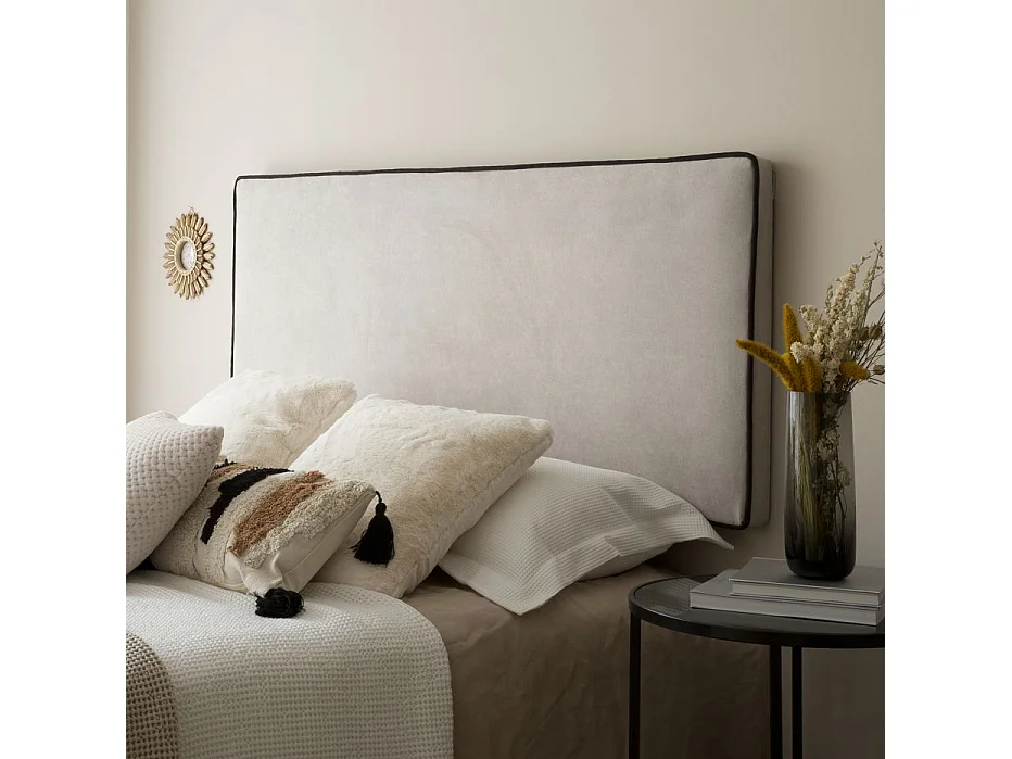 Testiera imbottita legno/tabella di particelle / schiuma pu/ tessile Beige 4x60