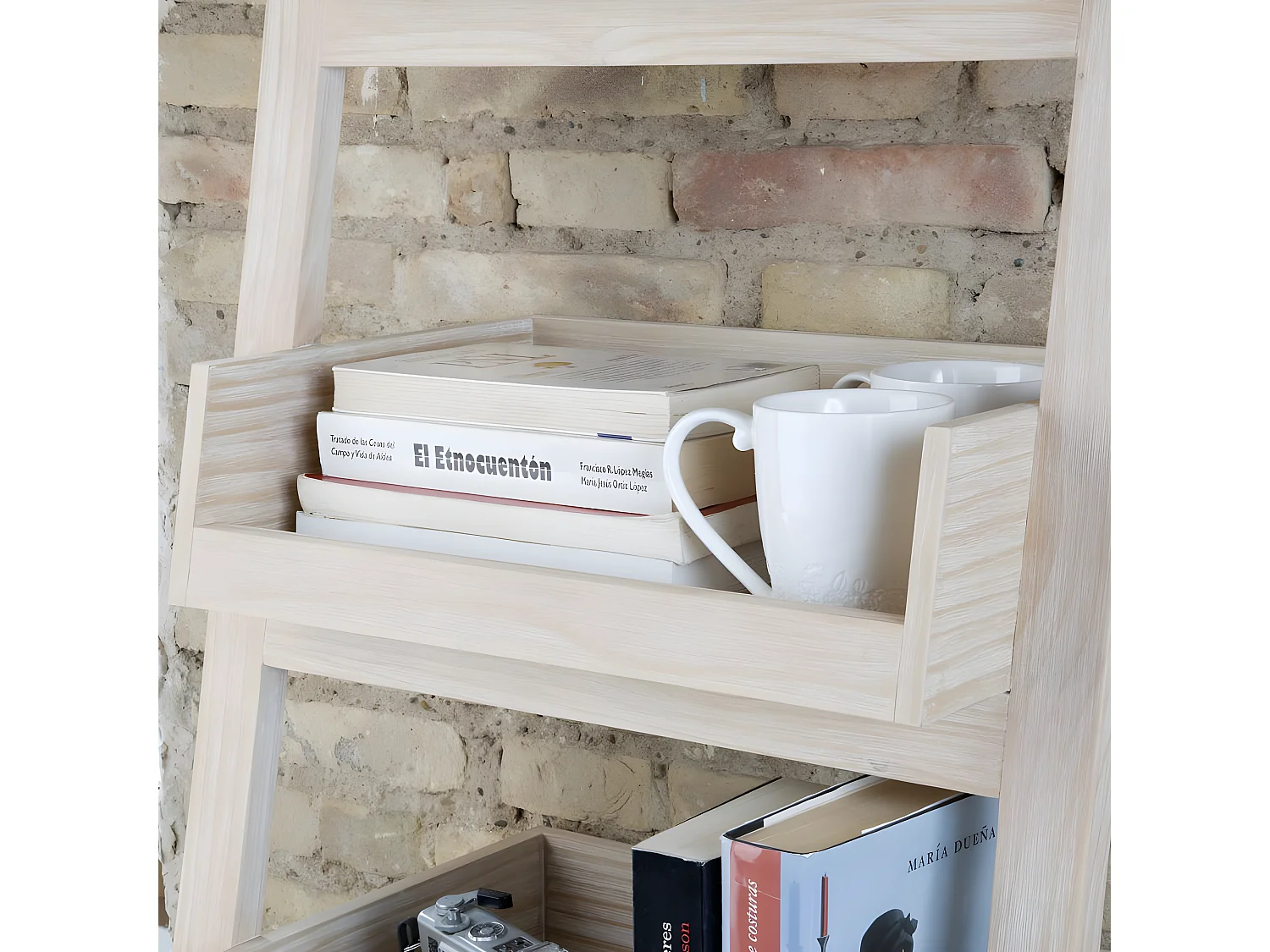 Scaffale legno massello, pannello in mdf e impiallacciatura  naturale 43x185