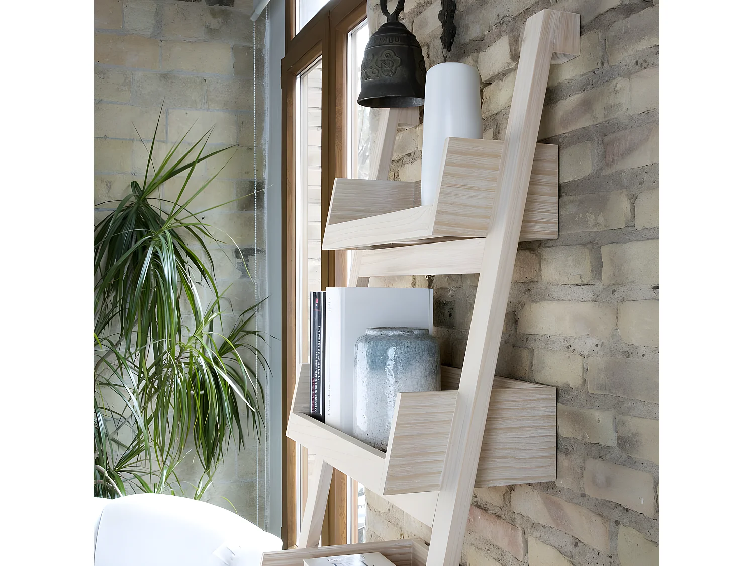 étagère en bois massif naturel 53x185