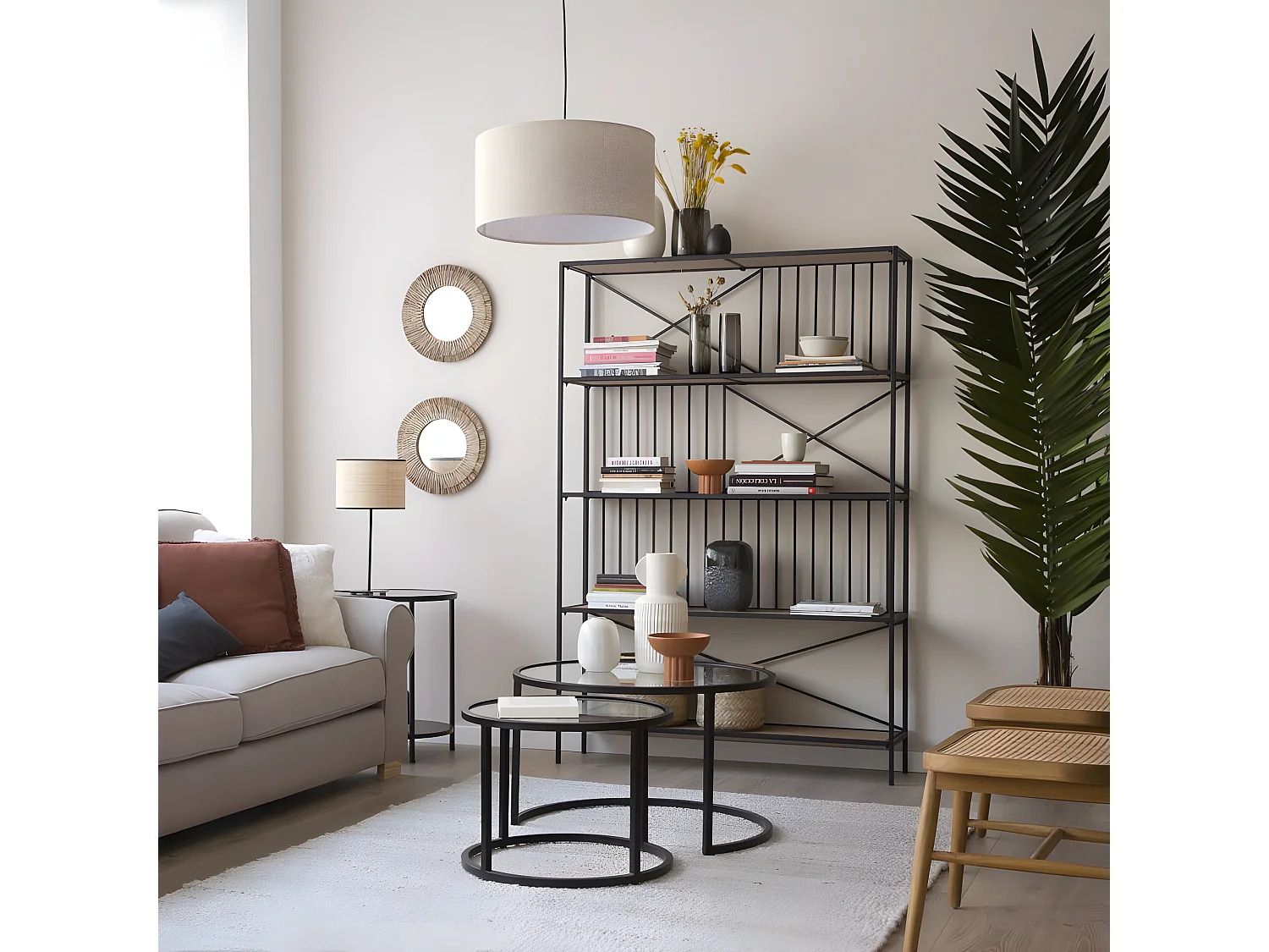 Scaffale legno di igegneria effetto rovere invecchiato. metallo naturale 30x180