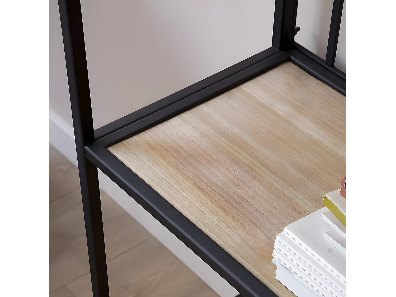 Scaffale legno di igegneria effetto rovere invecchiato. metallo naturale 30x180