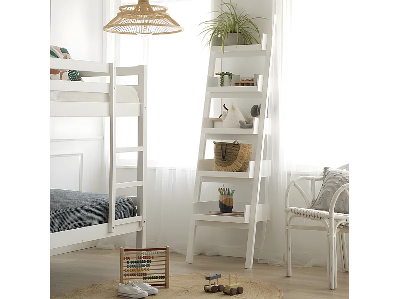 Scaffale legno massello e pannello in mdf bianco 43x185