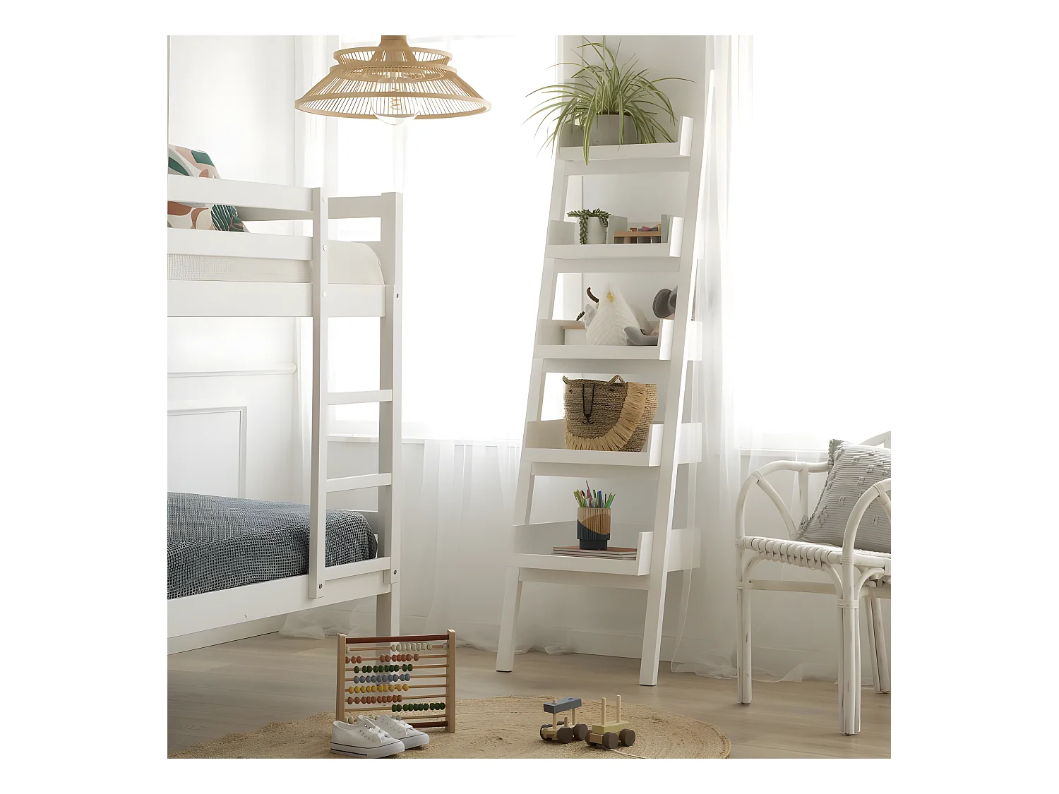 étagère en bois massif blanc 53x185
