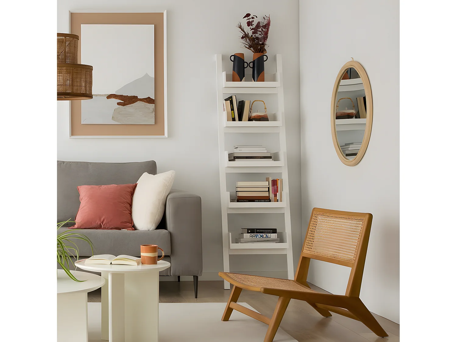 étagère en bois massif blanc 53x185