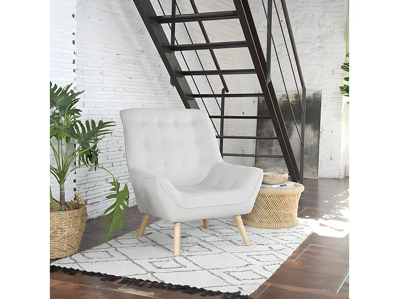 Poltrona stoffa e legno Beige (630) 83x93