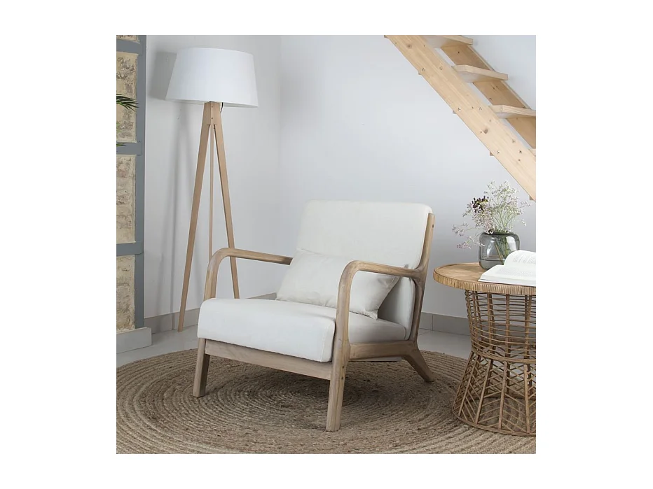 Poltrona legno di betulla / shiuma e stoffa Beige (628) 80x74
