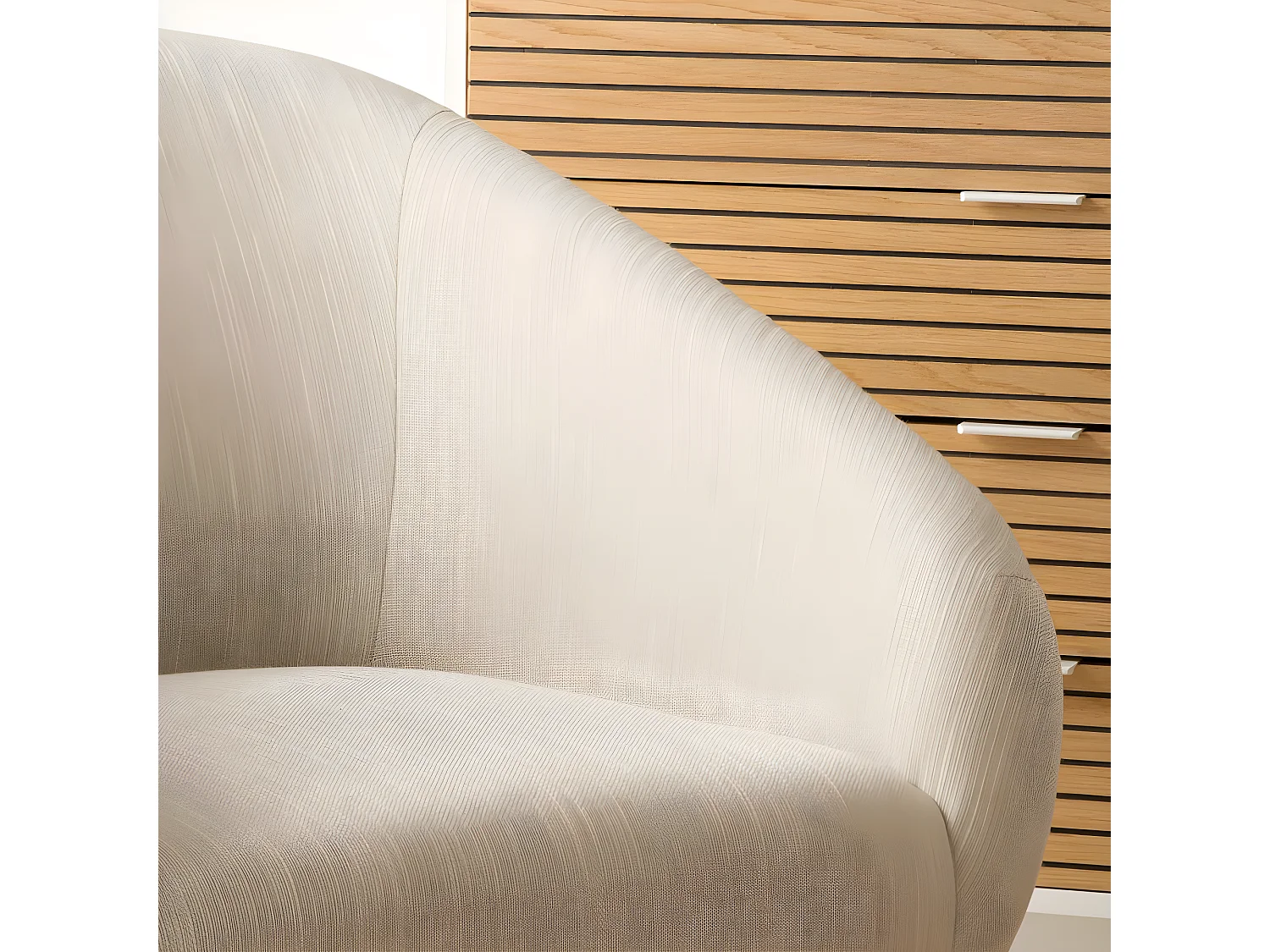 Poltrona struttura in compensato, schiuma e rivestimento Beige (612) 74x79