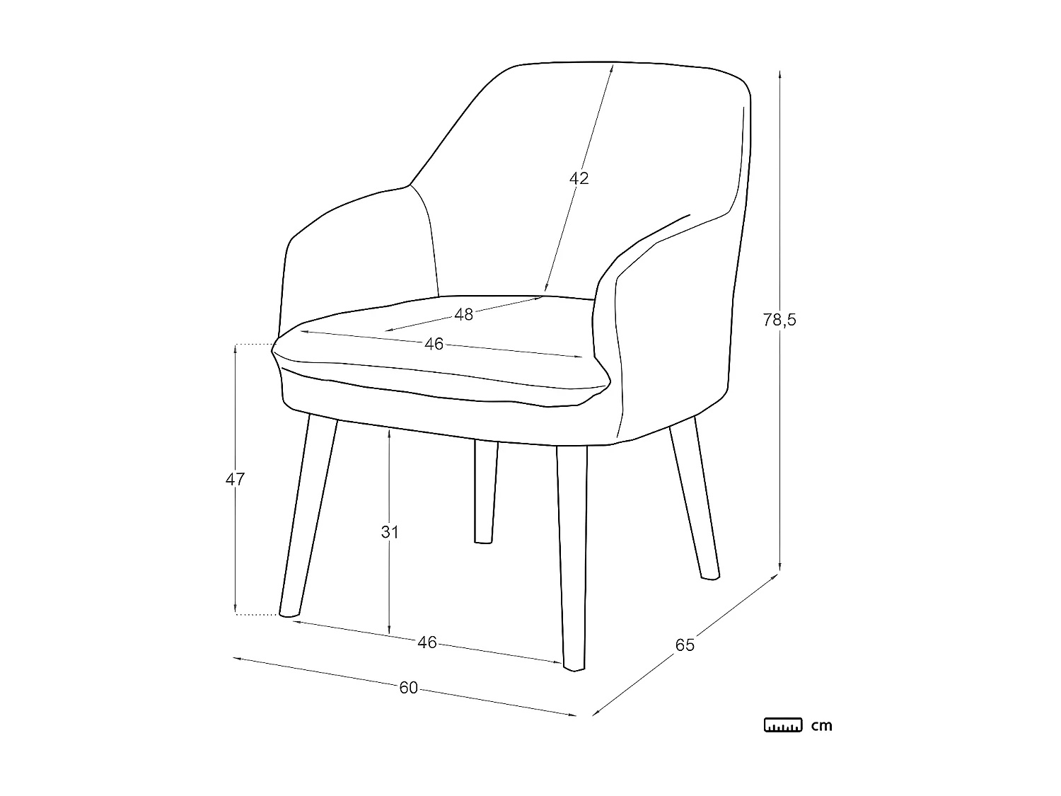 Fauteuil bois et tissu Beige (628) 60x79