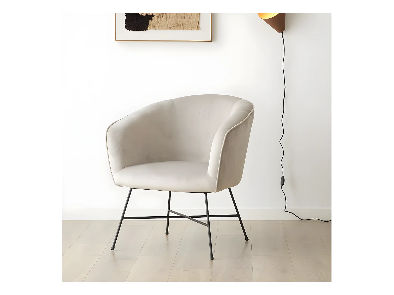 Fauteuil en tissu et bois Gris (607) 70x79