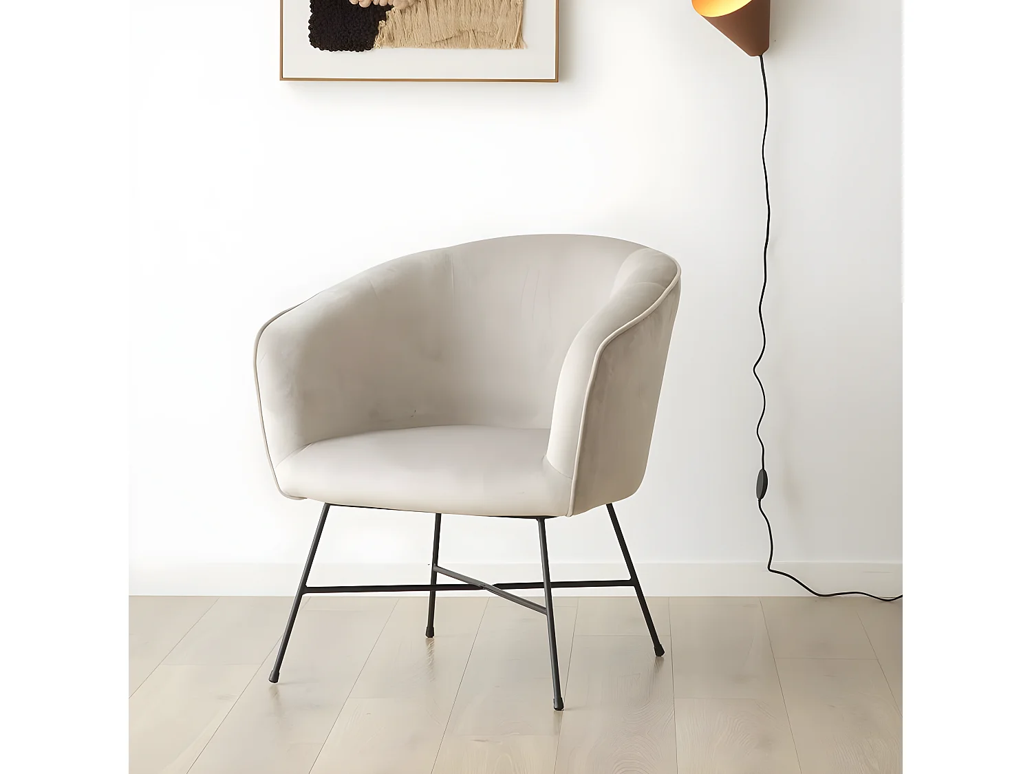 Fauteuil en tissu et bois Gris (607) 70x79