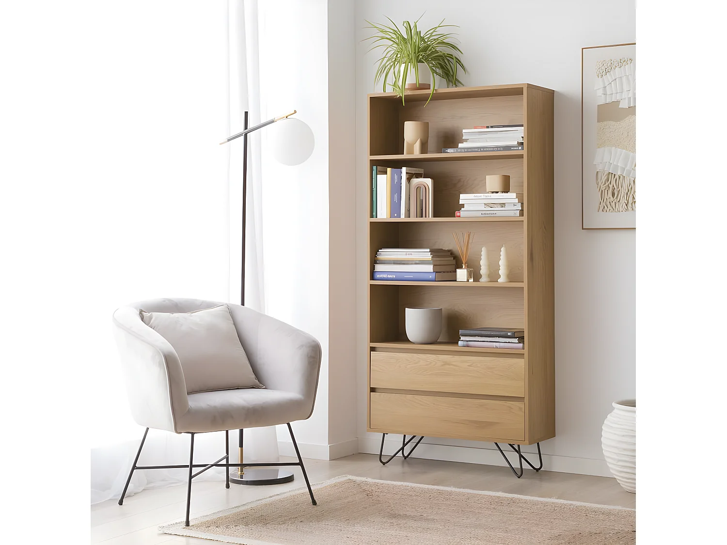 Fauteuil en tissu et bois Gris (607) 70x79