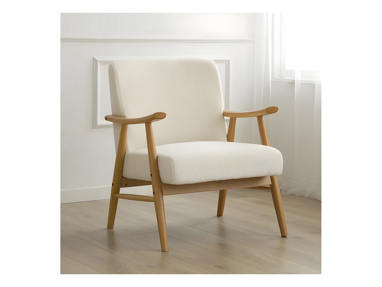 Fauteuil en tapisserie blanc 75x81