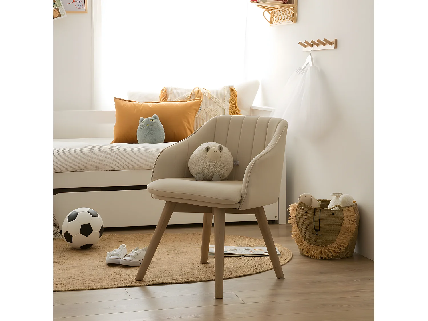 Poltrona stoffa e legno Beige (628) 57x72