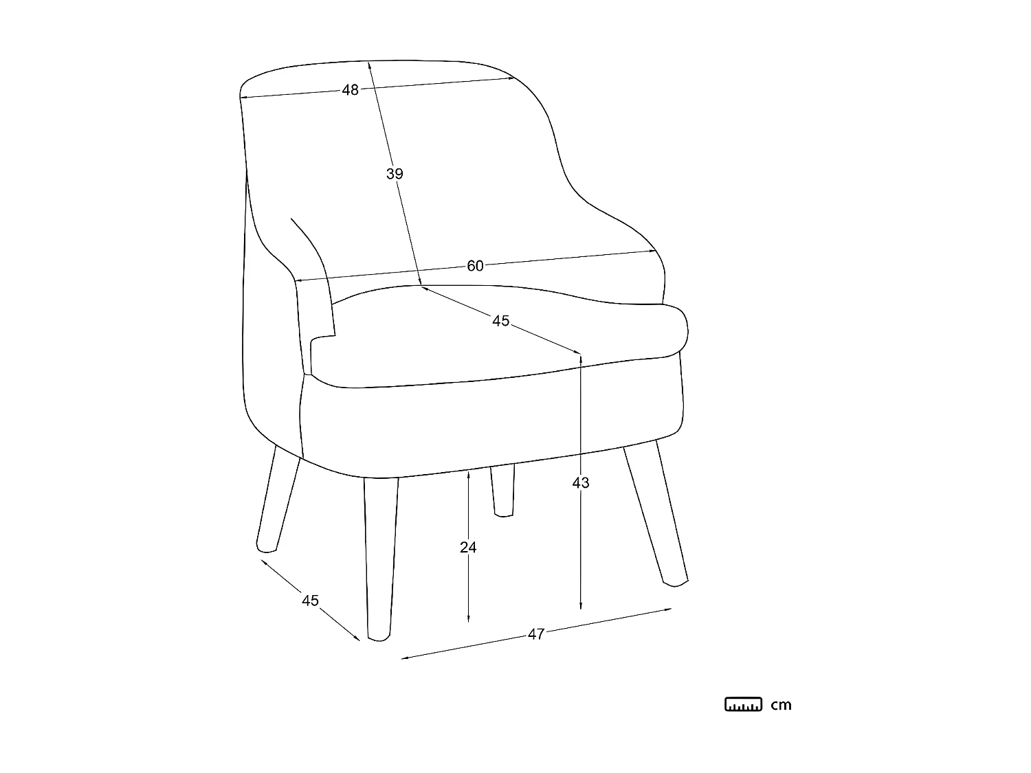 Fauteuil en tissu et bois Gris (629) 60x77