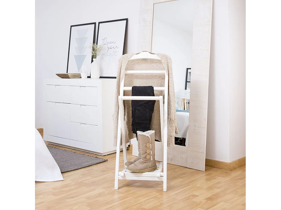 Valet de chambre en bois massif blanc 48x113