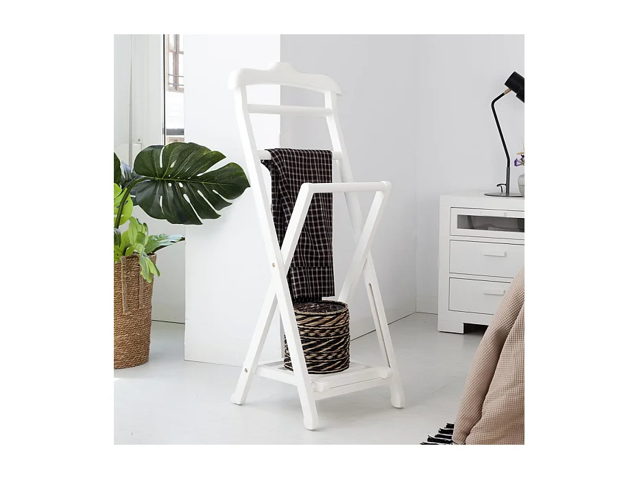 Valet de chambre en bois massif blanc 48x113
